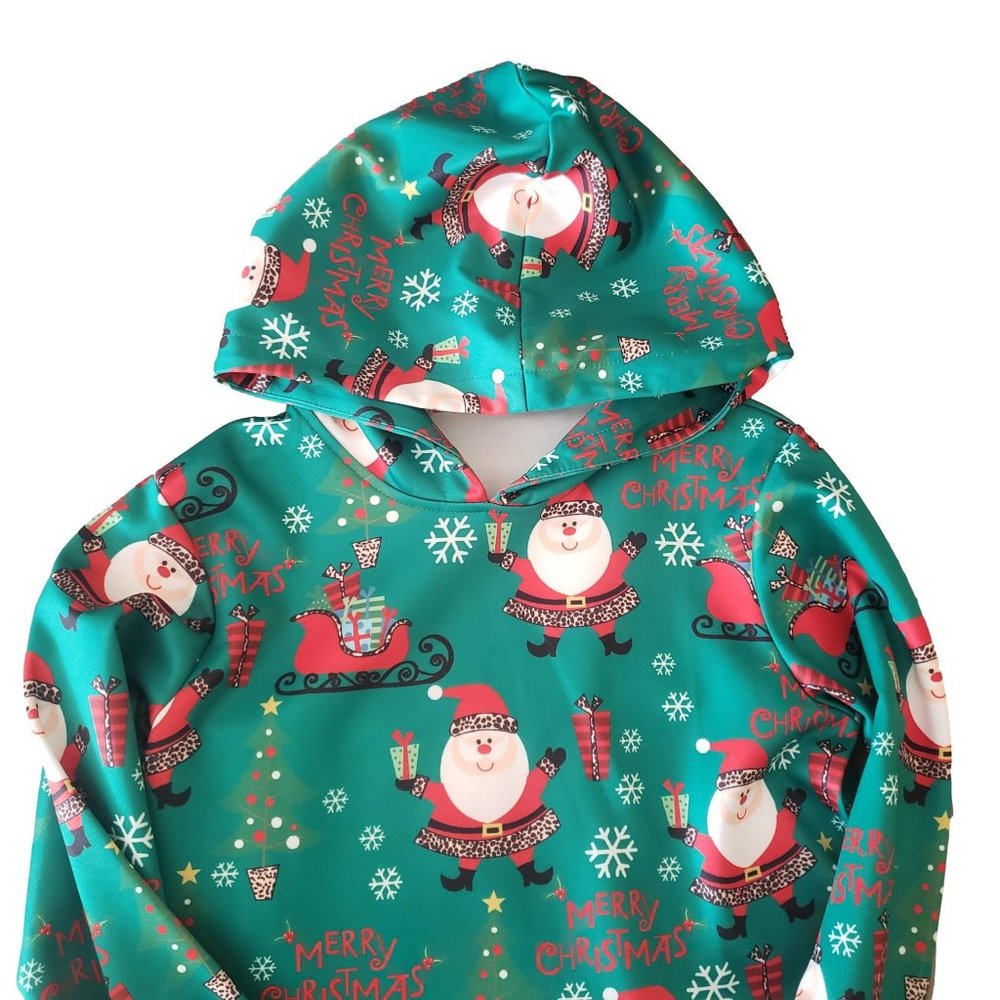 Kids Hooded Front Pocket Christmas Ugly Sweater MED
